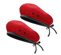 TAGVO Wool Berets, Mens Ladies Military Army Style Berets with Leather Trim - Adjustable, One Size Fits Most