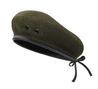 TAGVO Wool Berets, Mens Ladies Military Army Style Berets with Leather Trim - Adjustable, One Size Fits Most