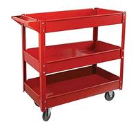 TAHA® 3 Level Garage Trolley Cart Tool Heavy Duty Workshop Wheel Cart Shelf Red.