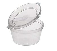 TAHA ® 500X 4oz Clear Plastic Containers Tubs with Attached Lids Food Safe Takeaway
