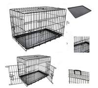 TAHA ® Dog Pet Training Transport crate Fold Flat cage Removable Tray Medium 30"