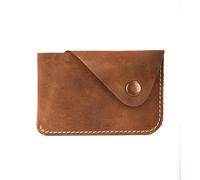 Tahamus Genuine Leather Card Holder Wallet | Slim Minimalist Wallet for Men & Women | Hand-Stitched Small Credit Card Case, Crazy Brown, Classic