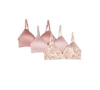 Tahari Girls 3-Pack Molded Wireless Bras, Pale Floral, Peach, Pink, 34A