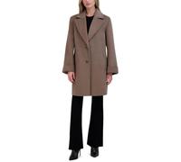 TAHARI Women's Relaxed Double-Faced Soft Wool Topper Coat with Front Buttons, Roll Cuffs & Pick Stitch Detail Pea, Mink, L