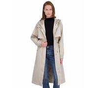 TAHARI Women's Softshell Trench Coat - Lightweight Rain Jacket with Detachable Hood, Windproof, Water-Resistant, Parch, S