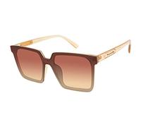 TAHARI Women's Th848 Translucent Crystal 100% Uv400 Protective Square Shield Sunglasses. Elegant Gifts for Her, 145 Mm, Brown Crystal, 145 mm