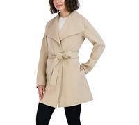 TAHARI Women's Wool Wrap Coat with Tie Belt, Light Beige, M