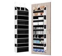 TAHAVICE 2 Pack Over The Door Storage Organiser, Door Hanging Shelves With 5 Clear Window Pockets, Door Hanging Organiser Storage For Pantry Nursery Bathroom Bedroom (Black)