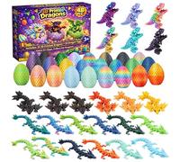 TAHAVICE 24 Pcs 3D Printed Dragon Eggs with Dragon inside, Easter Basket Stuffers with Prefilled Eggs, Unique Candy- Free Easter Gift for Kids, Goodie Bag Fillers Party Favors for Kids Boys Girls