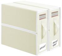 TAHAVICE Bed Sheet Organiser, 2 Pack Bedding Storage Box with Handle and Clear Window, Foldable Bedding Organiser for Bedding Clothes Blankets, Beige