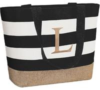 TAHAVICE Canvas Tote Bag - Personalised Bag for Women, Initial Beach Bag for Wedding, Birthday, Shopping, Holiday, Gifts for Mom, Teachers, Friends, Bridesmaids