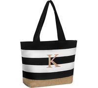 TAHAVICE Canvas Tote Bag - Personalised Bag for Women, Initial Beach Bag for Wedding, Birthday, Shopping, Holiday, Gifts for Mom, Teachers, Friends, Bridesmaids