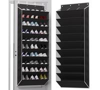 TAHAVICE Holds 30 Pairs Over Door Shoe Storage, 10-Tier Large Capacity Hanging Shoe Rack with Deep Pockets, Space-Saving Door Organiser for Bedroom, Bathroom, Kitchen and Nursery, Black