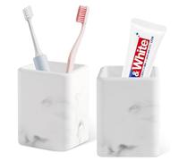 Tahbarshi 2 Pack Toothbrush Holder, Fast Drying Toothbrush Holders for Bathroom, Diatomite Toothbrush Cup Electric Toothbrush and Toothbrush Holders for Bathroom Countertop（White Marble）