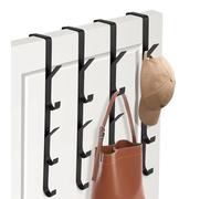 Tahbarshi Over The Door Hooks, 4 PCS x 5Hooks Over The Door Hook Hanger Vertical Over The Towel Rack, Stainless Steel Over Door Hanger for Clothes Towels Robes, Brushed, Space Saving (Black)
