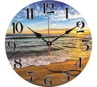 TAHEAT Beach Waves Wall Clock, Silent Non Ticking Battery Operated Clocks, Easy to Read Decorative Wall Clock for Bedroom/Kitchen/Living Room/Bathroom, 14 Inch