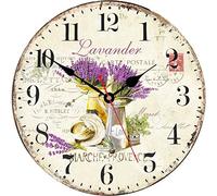 TAHEAT Romantic Lavander Wall Clock, French Purple Love Floral Clocks, Accurate Decorative Easy to Read Wall Clock for Living Room/Bedroom/Bathroom/Kitchen, 14 Inch