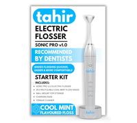 Tahir Electric Flosser Starter Kit - Sonic Pro v1.0 Premium Sonic Interdental Cleaning with 20 Recyclable Mint Floss Heads