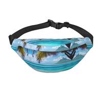 Tahiti Beach Adjustable Belt Hip Bum Bag Fashion Water Resistant Hiking Waist Bag for Traveling Casual Running Hiking Cycling, Black, One Size