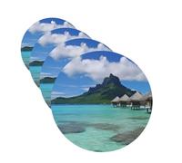 Tahiti Beach Car Air Freshener Cards Set of 4 Pieces Long Lasting Hanging Scented Cards for Bedroom Wardrobe Car Aromatherapy Tablets for Men Women Rearview Mirror Pendant