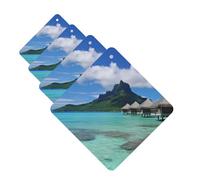 Tahiti Beach Car Air Freshener Cards Set of 4 Pieces Long Lasting Hanging Scented Cards for Bedroom Wardrobe Car Aromatherapy Tablets for Men Women Rearview Mirror Pendant