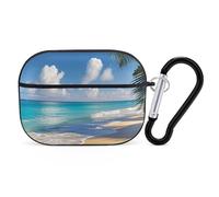 Tahiti Beach Case Cover with Keychain Shockproof Hard Shell Protective Case for 2nd/1st Generation Case for Women Men Bluetooth Earbuds Case