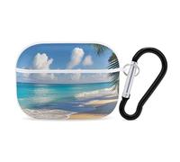 Tahiti Beach Case Cover with Keychain Shockproof Hard Shell Protective Case for 2nd/1st Generation Case for Women Men Bluetooth Earbuds Case