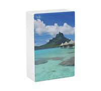 Tahiti Beach Cigarette Case, Plastic Waterproof Shockproof, Airtight Push Open Cigarette Box, Capacity King Size Cigarette Holder, Portable Cigarette Container for Outdoor Travel Camping Office