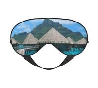 Tahiti Beach Double Sided Sleep Mask, Adjustable Blackout, Silk-Like Eye Mask for Sleeping,Travel, Soft, Breathable, Lightweight Comfortable Blindfold