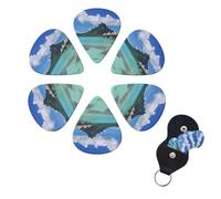 Tahiti Beach Guitar Picks 6 Pack 3 Different Thickness Celluloid Guitar Plectrums with Guitar Pick Holder Personalized Guitar Pick for Acoustic Guitar, Electric Guitar, Bass, Ukulele