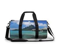 Tahiti Beach Gym Bag for Men Women Water Resistant Duffle Bag Travel Lightweight Bag for Travel Sports, white, 17.7in/9in/9in