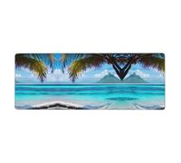 Tahiti Beach Keyboard and Mouse Pad, Extra Large Desk Cover, Spill Resistance Mat for Smooth Tracking