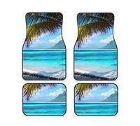 Tahiti Beach Print Car Floor Mats Set 4 Pieces Waterproof Foot Pads Cushion Cars Interior Accessories