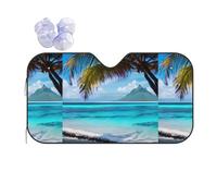 Tahiti Beach Print Car Windshield Sun Shade, Sun Visor With Suction Cups For Most Vehicles