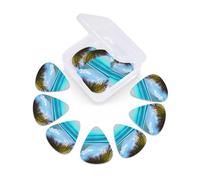 Tahiti Beach print Guitar Picks 12 Pack, Mixed (0.46-0.96mm) with Storage Case for Guitar,ukulele