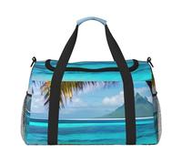 Tahiti Beach Print Stylish Foldable Carry On Tote with Waterproof Zipper for Weekend Getaways Bag