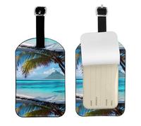Tahiti Beach Printed Leather Luggage Tag, Durable Baggage Identifier, Soft PU ID Label, for Business Travel