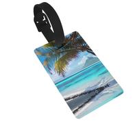 Tahiti Beach Printed Small Luggage Tags Portable Bag ID Holders with Adjustable Strap for Travel Gear