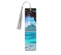 Tahiti Beach Tassel Bookmarks Set for Women, 5 Pc Wooden Book Study Supplies Accessories for Reading