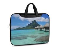 Tahiti Beach1 Printed Leather Shoulder Messenger Bag Briefcase for Men Women Travel Business Office Hangbag Laptop Pack Crossbody