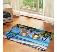 Tahiti Beaches Print Cat Food Mat Pet Feeding Mat for Floor Pet Supplies Dog Water Bowl Mat Dog Essentials