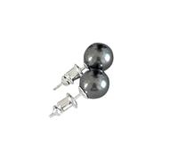 Tahitian Black Pearl Stud Earrings For Women Artificial Pearl Stud 10mm 12mm S925 Sterling Silver Round Pearl Earring Round Black Tahitian Artificial Pearl (black 12mm)