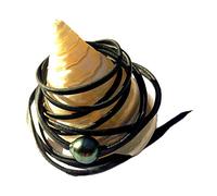 Tahitian Pearl, Men's or Women's Bracelet, Australian Leather, Solid Silver, 70 cm, Leather