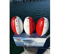 Tahoe Marine Supply Snap Lock Rope Float 3-Pack (Red/White) - 10"x6" UV-Resistant Plastic, 1" Rope Channel, Two-Piece Locking Float fits 1" 2.5cm Lines for Mooring, Buoys, Pools, Swim Lanes, Fishing.