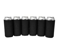 TahoeBay 16oz Can Sleeves - Black Neoprene Beer Coolies - Blank Tall Energy Drink Coolers - Compatible with 16oz Rockstar, Monster (Black, 6)