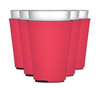 TahoeBay Blank Pint Glass Sleeves (6-Pack) 16 Ounce Insulating Foam Collapsible Beer Drinking Cup Holder (Red)