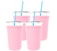 TahoeBay Iced Coffee Cold Cup Sleeve (4-Pack) Reusable Blank Neoprene Insulator Drink Sleeves 22oz - 24oz Beverage Holder for Vinyl Sublimation fits Dunkin' Medium and Starbucks Venti (Blush)
