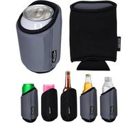 TahoeBay Universal Blank Can Cooler Sleeves, Soft 2-Pack, Charcoal/Black | 4 in 1 Neoprene Coolers for Regular 12 oz Beer Cans and Bottles, Slim Skinny Tall, 16oz Drink, Sublimation Blanks, Vinyl, DTF