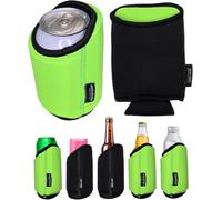 TahoeBay Universal Blank Can Cooler Sleeves, Soft 2-Pack, Lime Green/Black | 4 in 1 Neoprene Coolers for Regular 12 oz Beer Cans and Bottles, Slim Skinny Tall, 16oz Drink, Sublimation Blanks, Vinyl, DTF