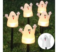 TAHUAON Halloween Solar Lights 5 Pcs LED Pumpkin Lantern Stakes for Halloween Yard Lawn Garden Decoration, Haunted House Props, Halloween Party Decor Supplies Pumpkin Solar Lights Ghost